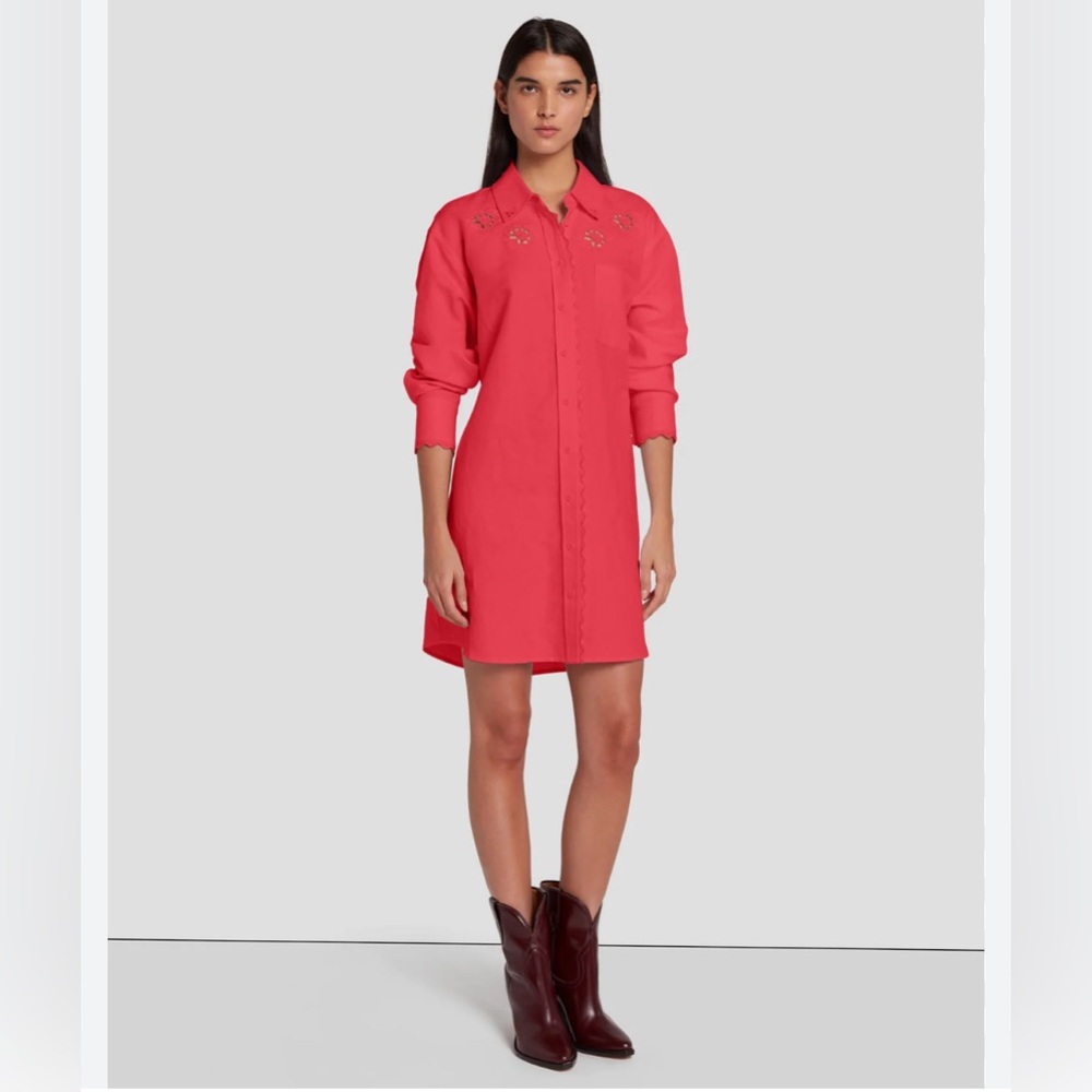 Scalloped Shirt Dress In Geranium Size XS B1